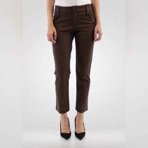 10. Simon Chang Brown Straight-Cut Pants